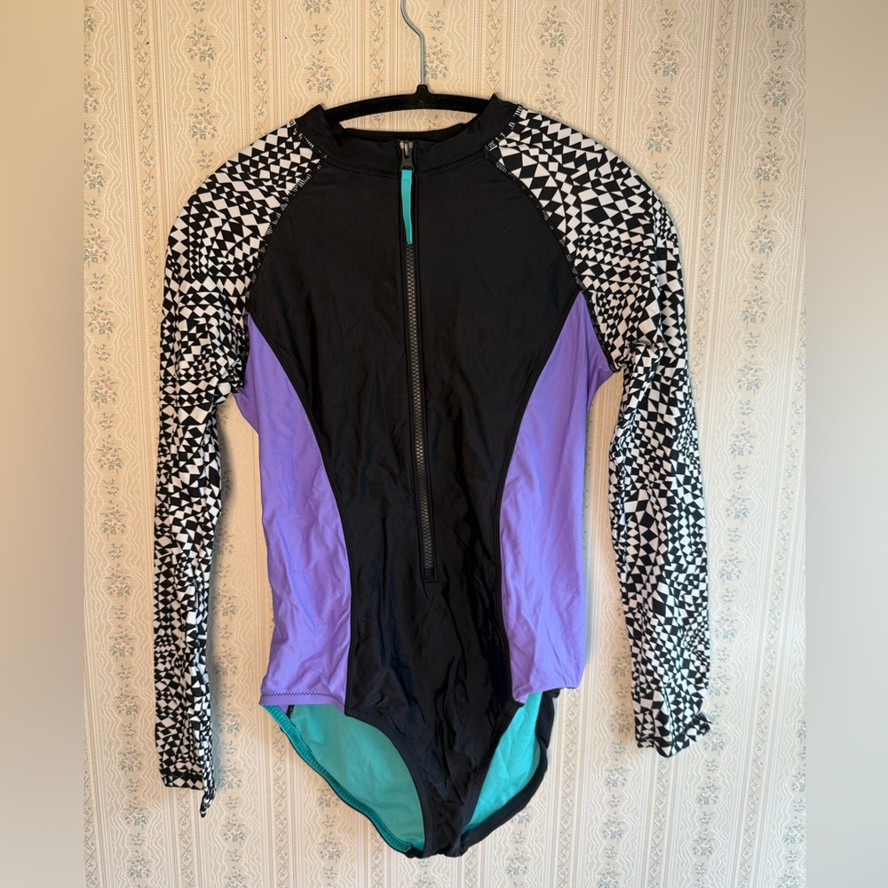 Speedo Women's Swimsuit Long Sleeve One Piece Rash Guard Power Flex Eco Size M - Picture 3 of 9